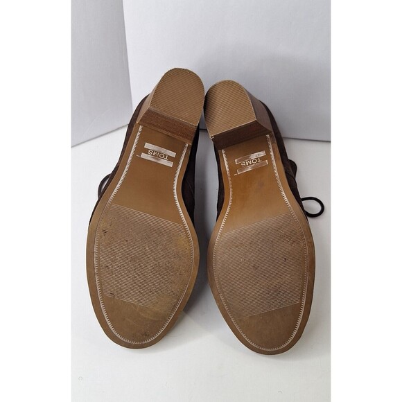 TOMS Lunata Brown Suede Heeled Lace Up Ankle Boots Women's Sz 8 Bohemian Hippie - Picture 11 of 11